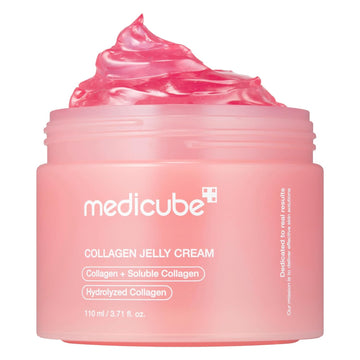 Medicube Collagen Jelly Cream - Korean Glass Skin Moisturizer with Niacinamide & Freeze-Dried Hydrolyzed Collagen for Anti-Aging, Firming & 24HR Glow - Transparent Gel Cream for All Skin Types 110ml/3.71 fl oz