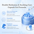Medicube capsule gel moisturizer highlighting ultra-low molecular hyaluronic acid, ceramides, panthenol, and soothing ingredients