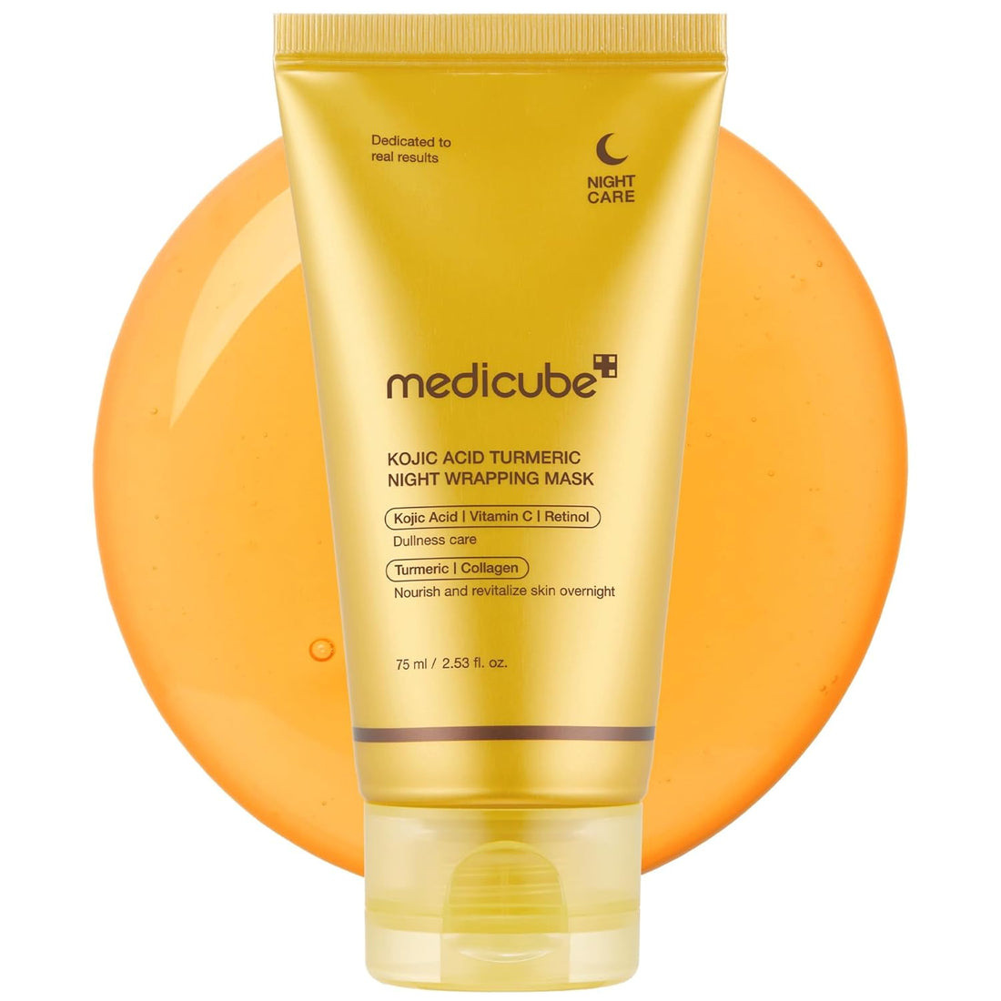 Medicube Kojic Acid Turmeric Overnight Peel-Off Mask for Brightening and Even Skin Tone, Korean Skincare Treatment, 2.53 fl oz