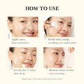 How to use Medicube Kojic Acid Turmeric Overnight Wrapping Peel-Off Mask shown in four steps: apply after toner, avoid eyes and mouth, let dry overnight, and remove or rinse in the morning