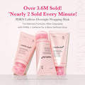 Medicube PDRN Caffeine Overnight Wrapping Mask set showing three pink tubes, Korean skincare treatment formulated to firm, hydrate, and boost overnight skin glow.