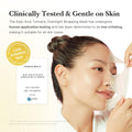 Clinically tested Medicube Kojic Acid Turmeric Overnight Wrapping Peel-Off Mask shown being gently removed, highlighting low-irritation formula suitable for sensitive skin