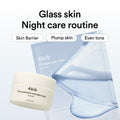 Glass skin night care routine featuring Abib collagen gel mask and barrier cream for plump, even-toned skin