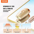 Vevor IPL hair removal device advertisement illustrating how the light technology targets hair follicles for safe and painless removal