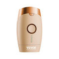 Isolated shot of the Vevor IPL hair removal device in beige and rose gold, highlighting its front panel and power indicator lights