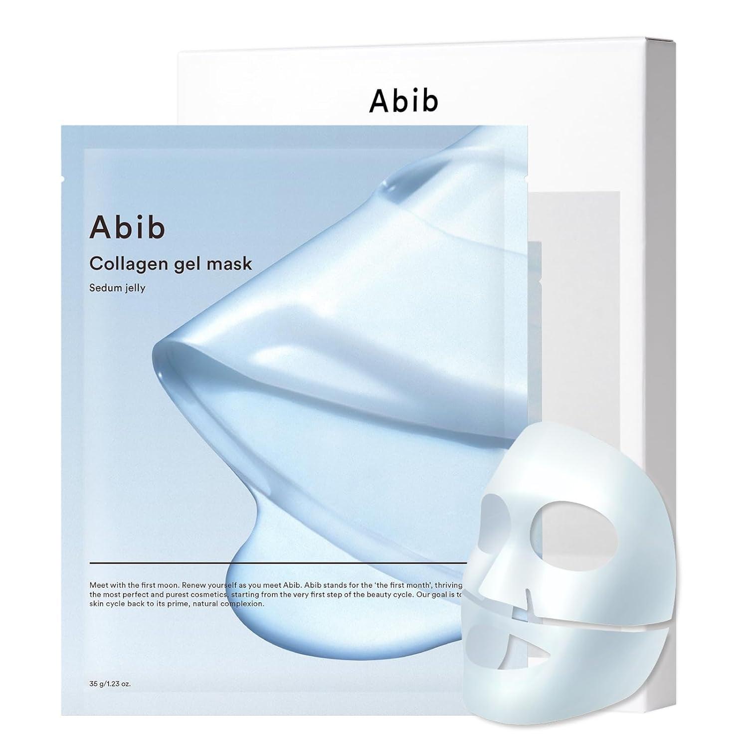 Abib Collagen Gel Mask Sedum Jelly, Korean hydrogel face mask with collagen for deep hydration and cooling care, 4 sheets