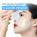 Model applying Abib Collagen Gel Mask Sedum Jelly hydrogel face mask for instant hydration and skin plumping