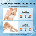 Vevor IPL Hair Removal device instructions showing the Manual Mode for small areas and Auto Mode for treating large body areas like legs and back